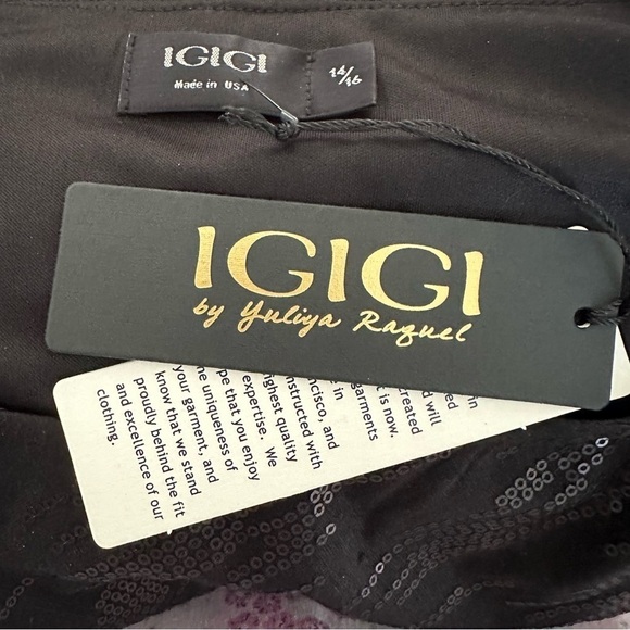 Igigi Designer Special Occasion Dress Size 14/16 Black Shimmer Mid-Length NWT - Picture 3 of 16